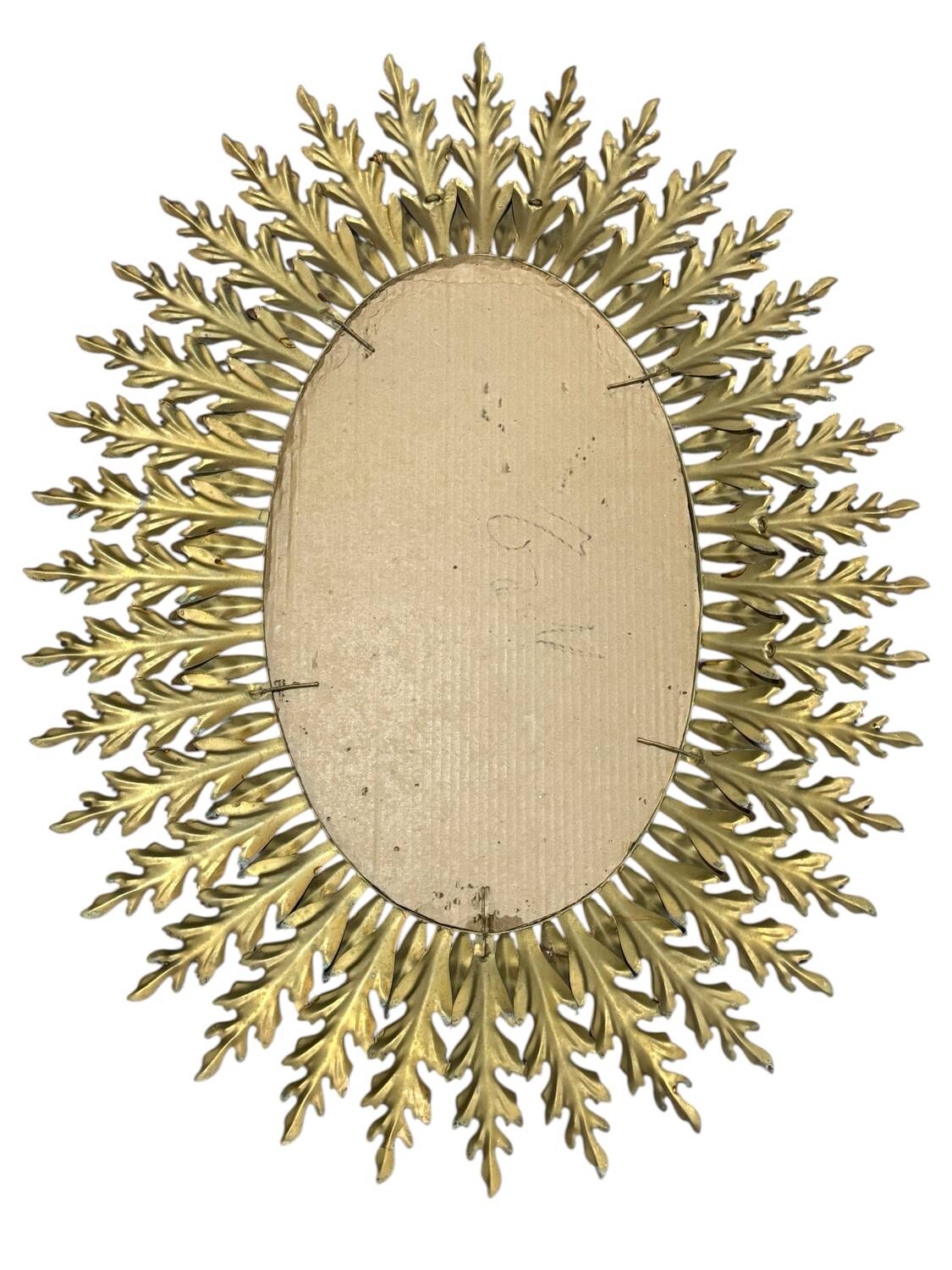 Miroir soleil en fer forgé doré, Espagne Ibiza années 50