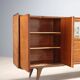 Vintage mahogany sideboard with bar compartment, 1950s-60s design.