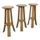 3x Barstools in solid Oak Brutalist, 1970s