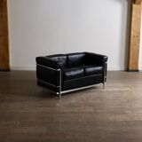 Vintage Cassina LC2 two seater sofa by Charlotte Perriand and Le Corbusier