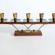 Midcentury teak and brass chandelier, Germany, 1960s