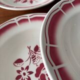 Lot of 4 red deep plates Badonviller – Vintage bistro crockery