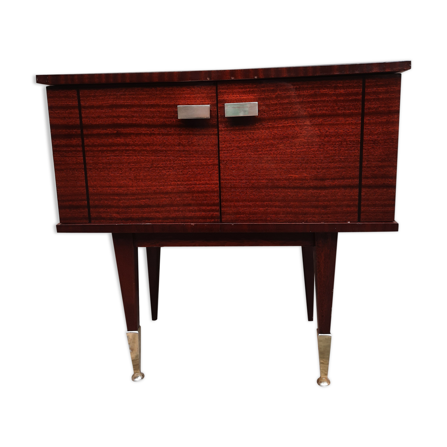 Vintage bedside table veneer wood varnish