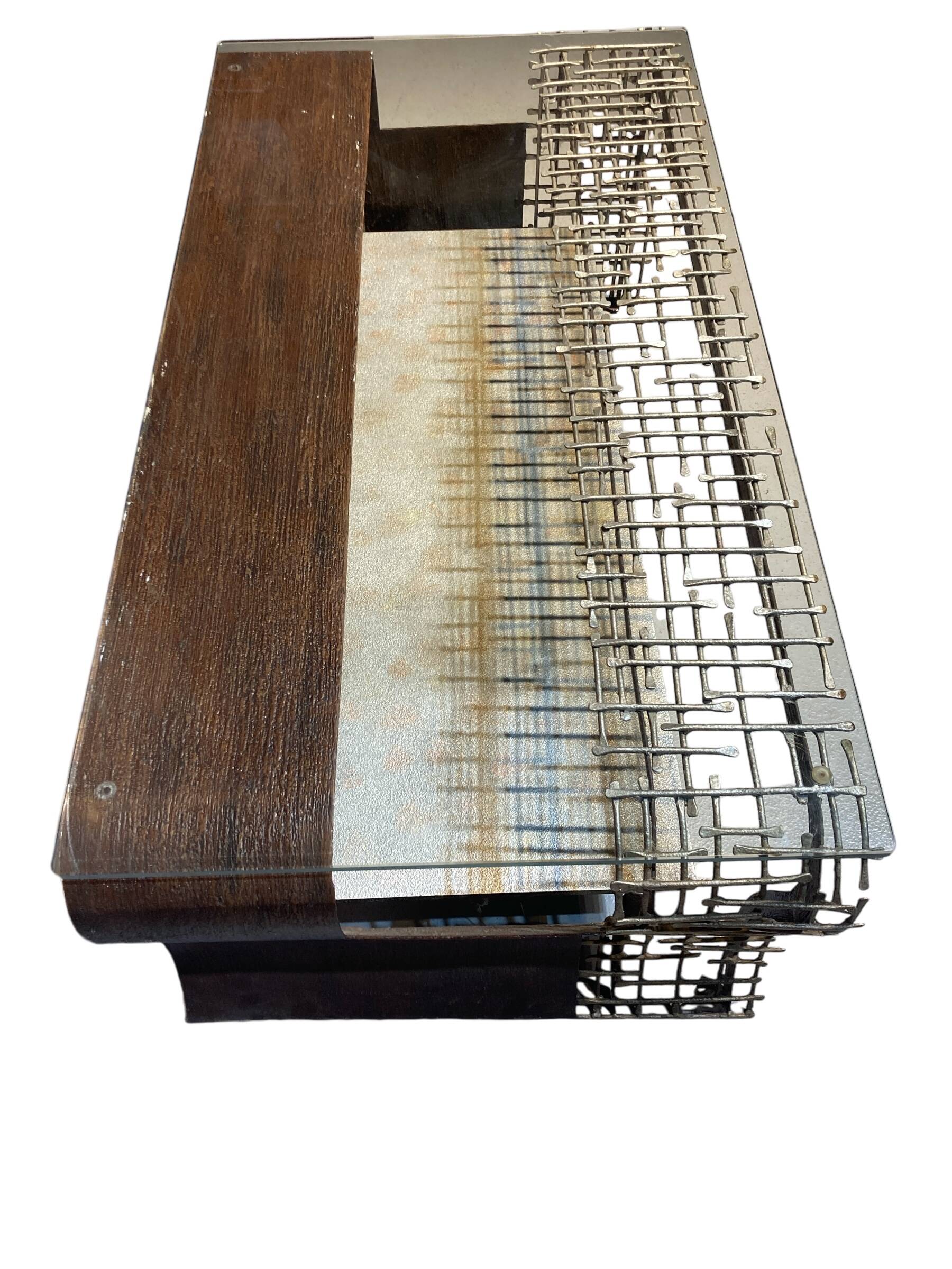 Metal coffee table with glass top