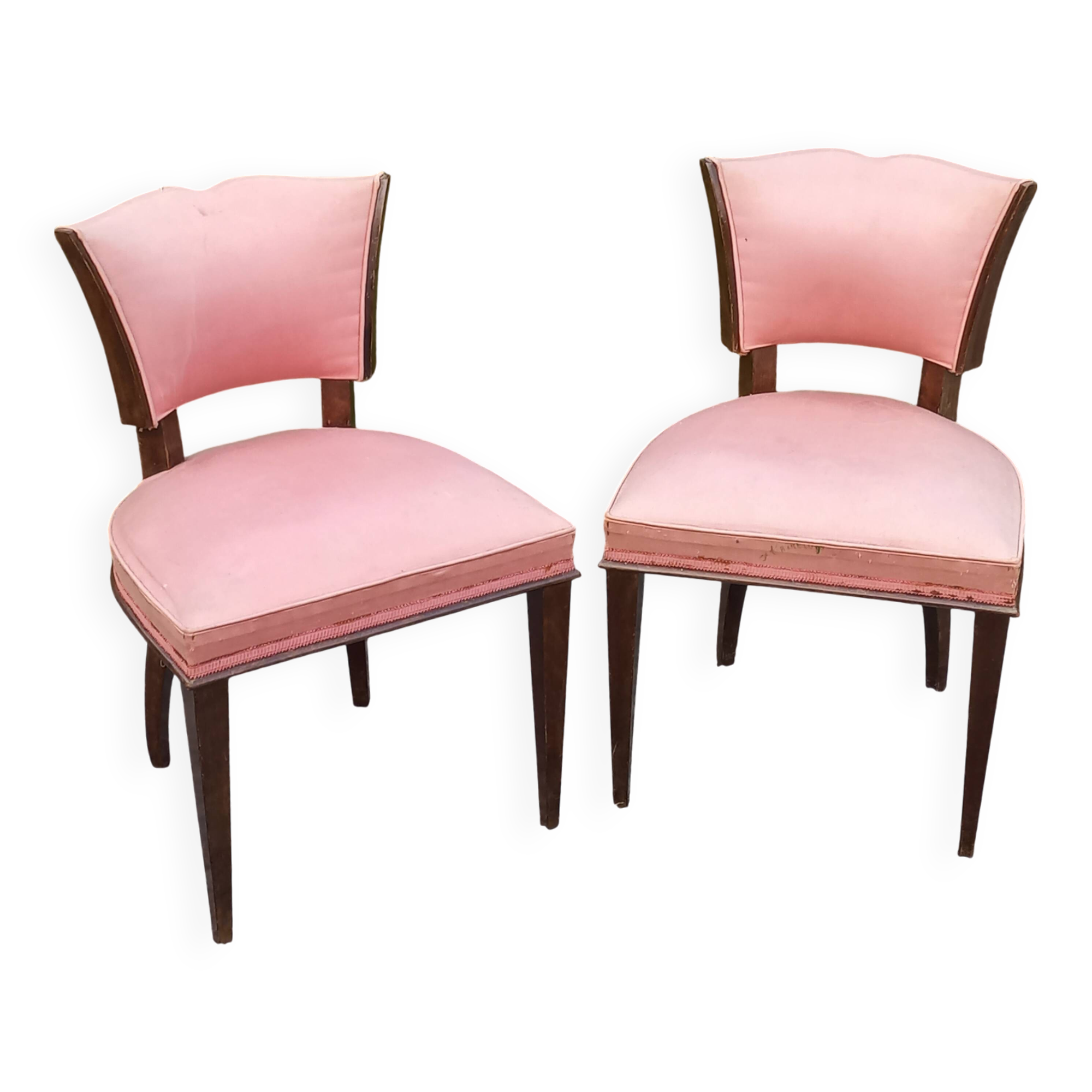 Pair of vintage low-backed bedroom chairs from the 1930s/1950s