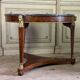 Empire pedestal table in mahogany and bronze, Saint-Anne grey marble with groove, circa 1800
