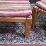 Vintage oak 2 seater bench and footrest