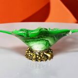 Italian Green Murano Glass and Sterling 925 Silver Vase