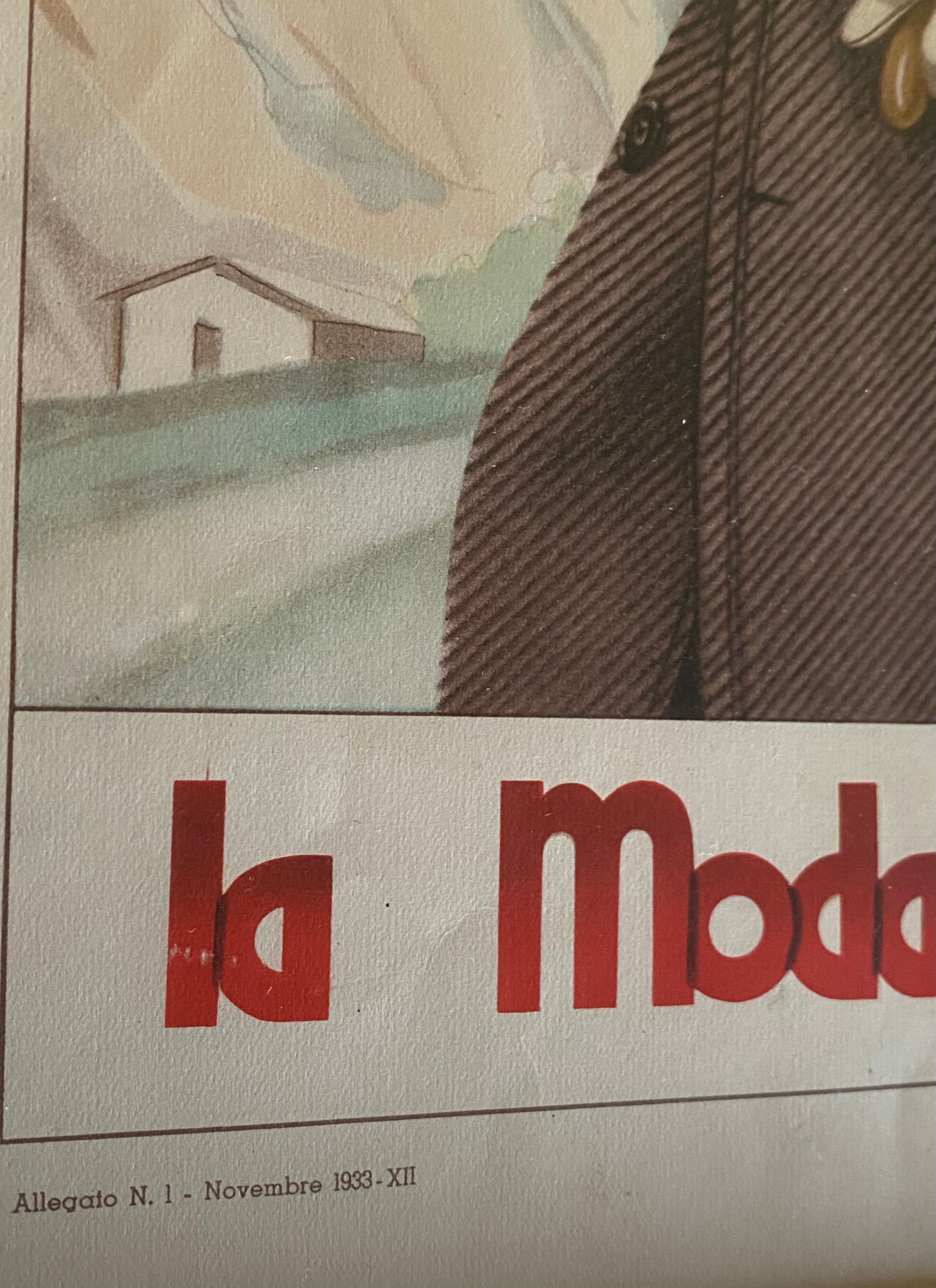 'La Moda Maschile', Set of 6 framed original illustrations of men's fashion from the 30s, Italy 1930