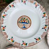 Plat et assiettes art deco, Longwy - décor Maurice