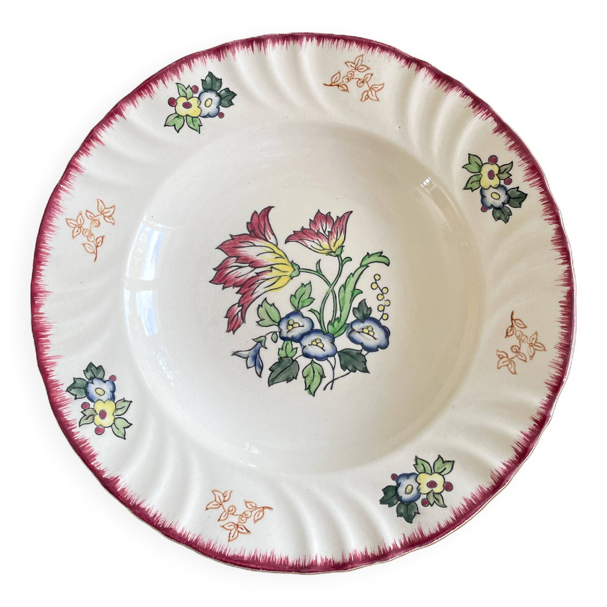 Old earthenware salad bowl from LONGWY