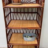 Vintage rattan bookcase shelf