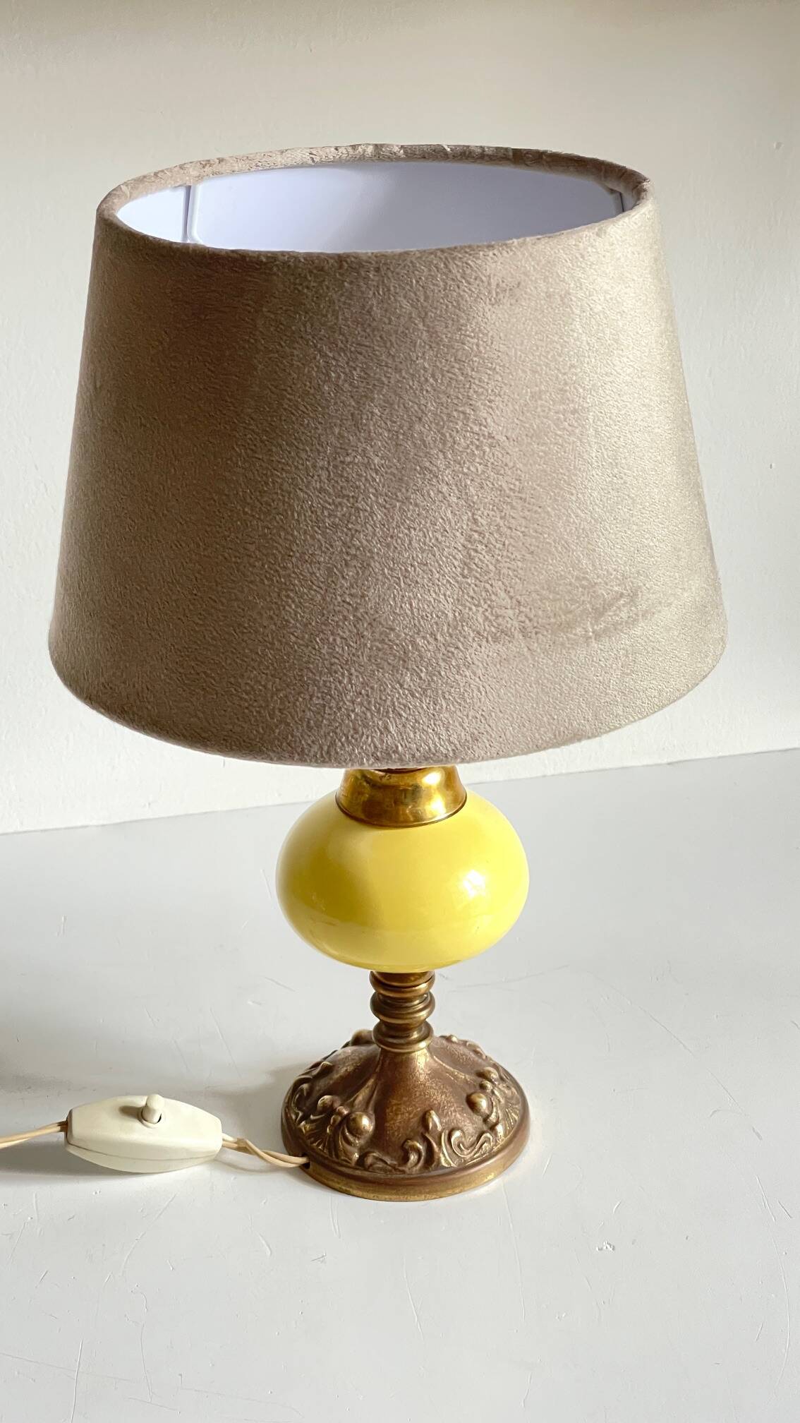 Old ceramic and bronze lamp