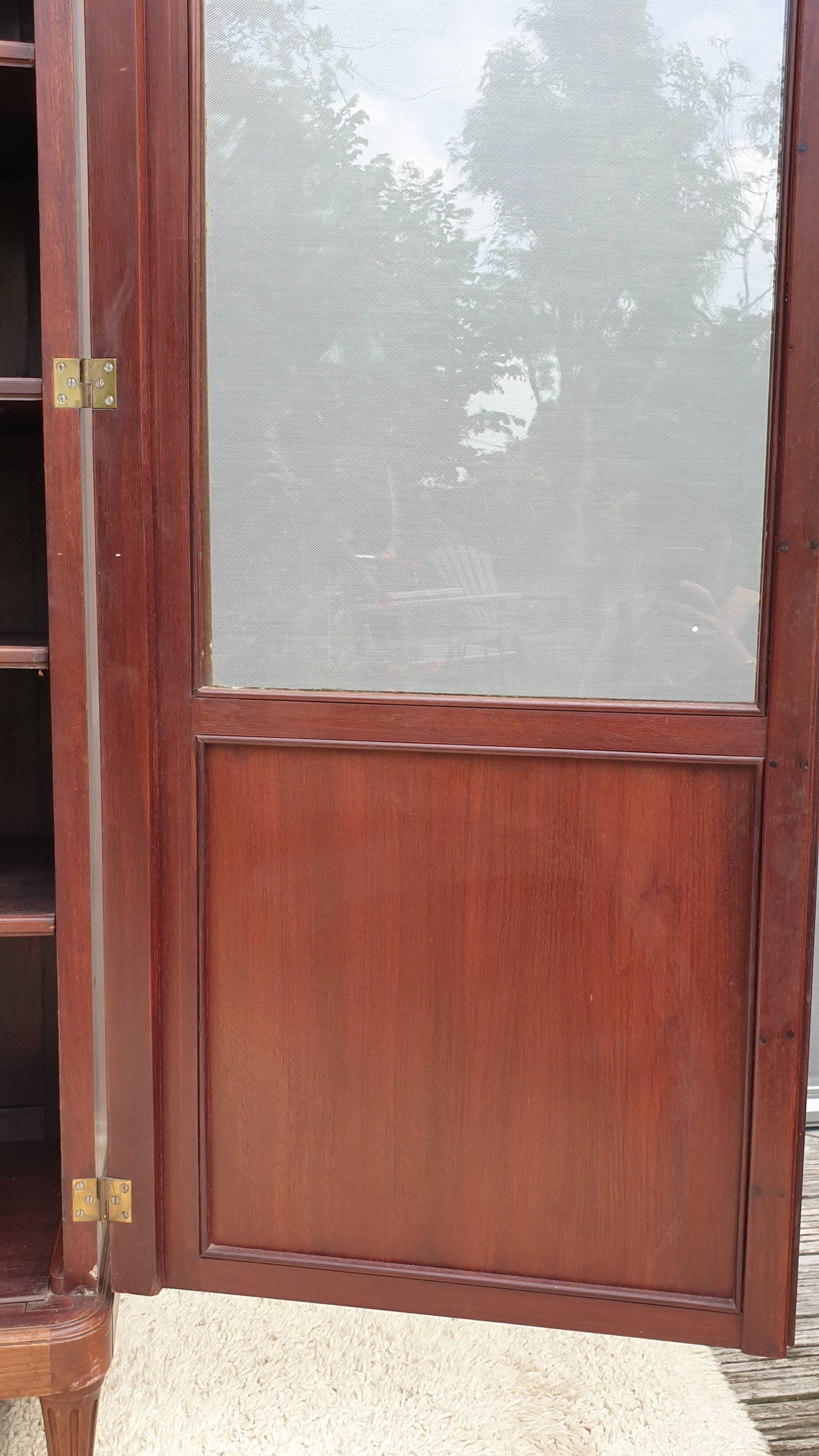 Mahogany library showcase Louis XVI style