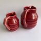2 petits pots à lait et à crème Onnaing art déco rouge