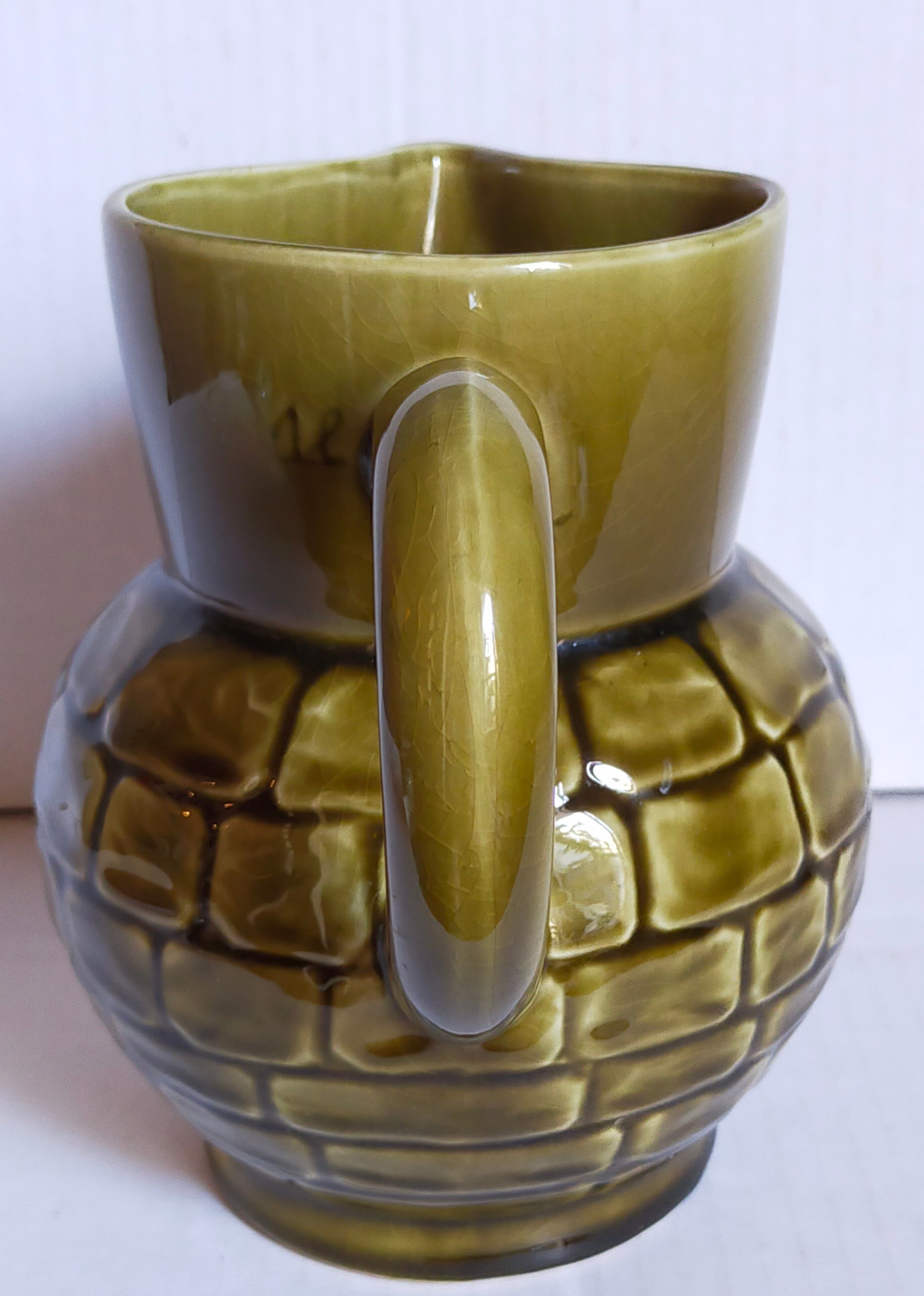 Bistro pitcher in vintage Sarreguemines earthenware