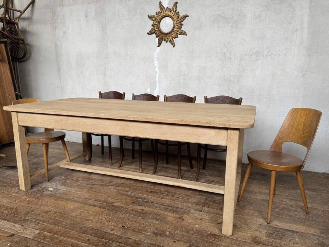 Table bistrot table de ferme en chêne massif sablé Longueur 210 cm - Largeur 106 cm - Hauteur 78 cm