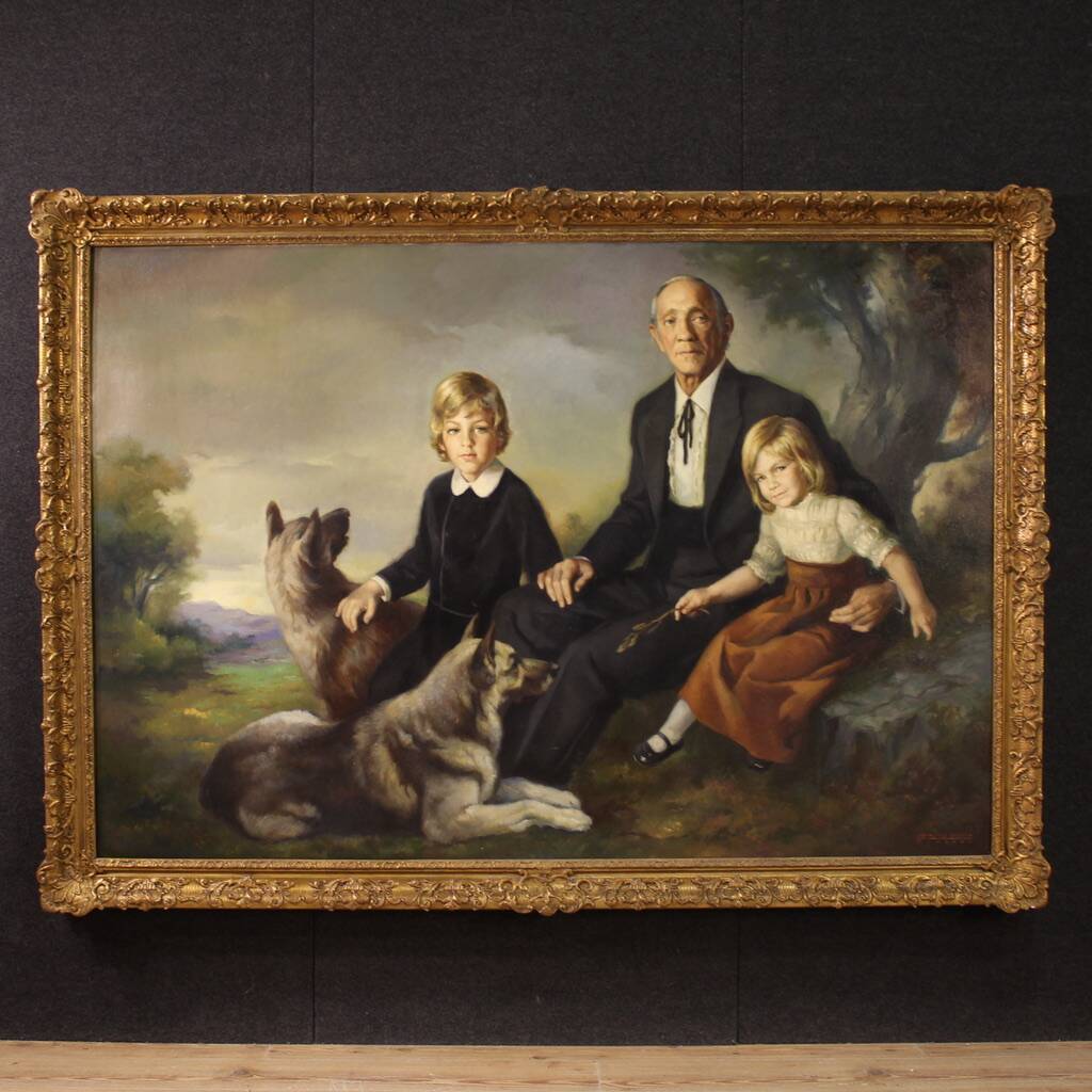Family portrait signed Francisco Ribera and dated 1972