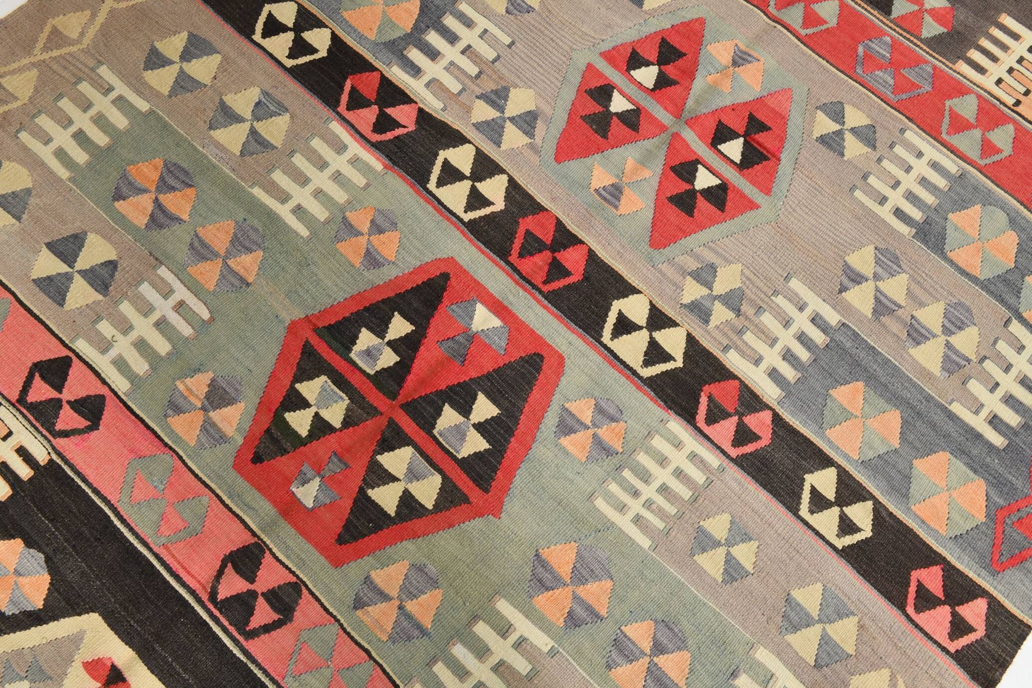 6x8 Kilim Multicolor Geometric Style Kilim Rug, 168x235 Cm