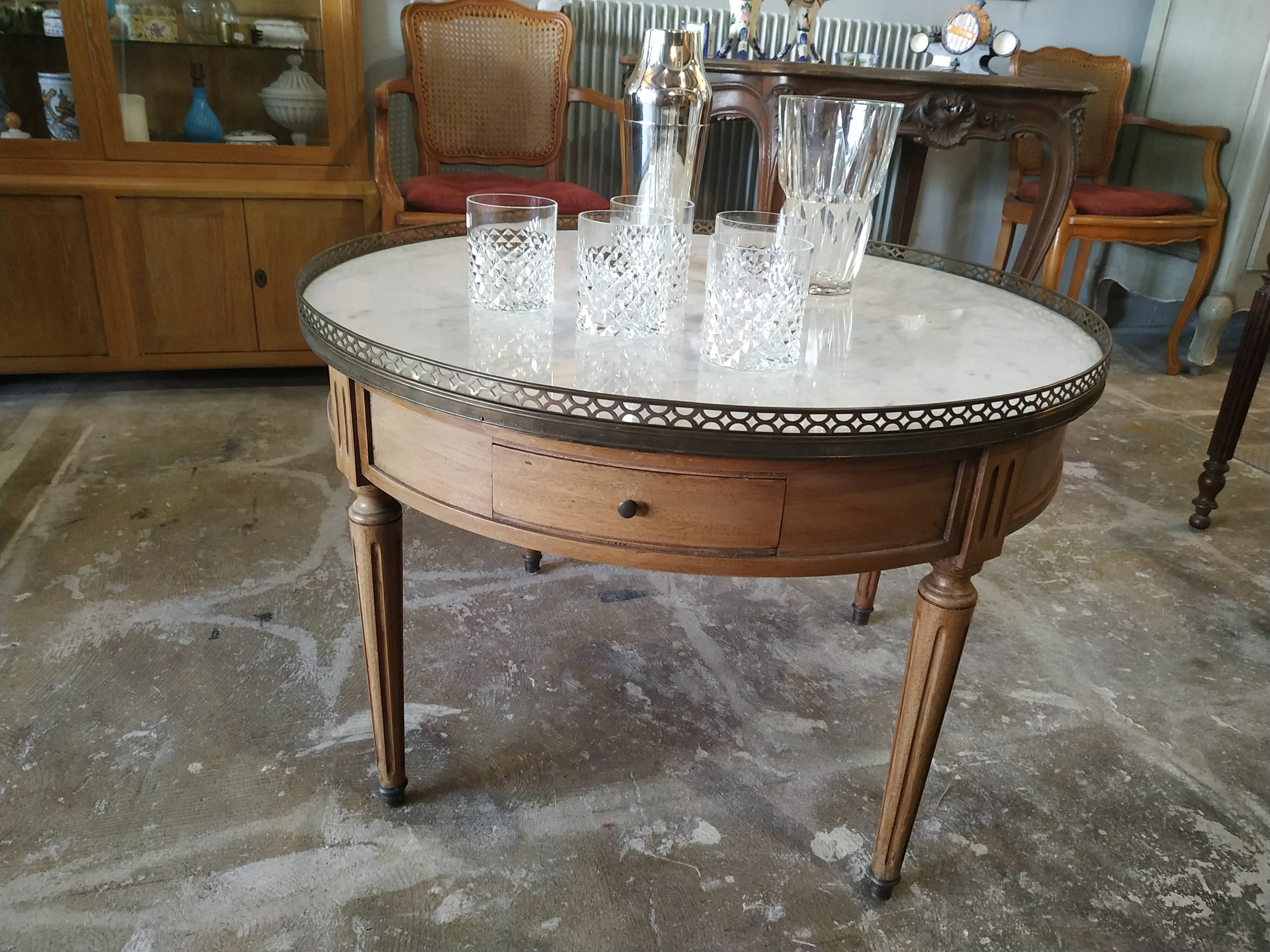 Table basse bouillotte en acajou