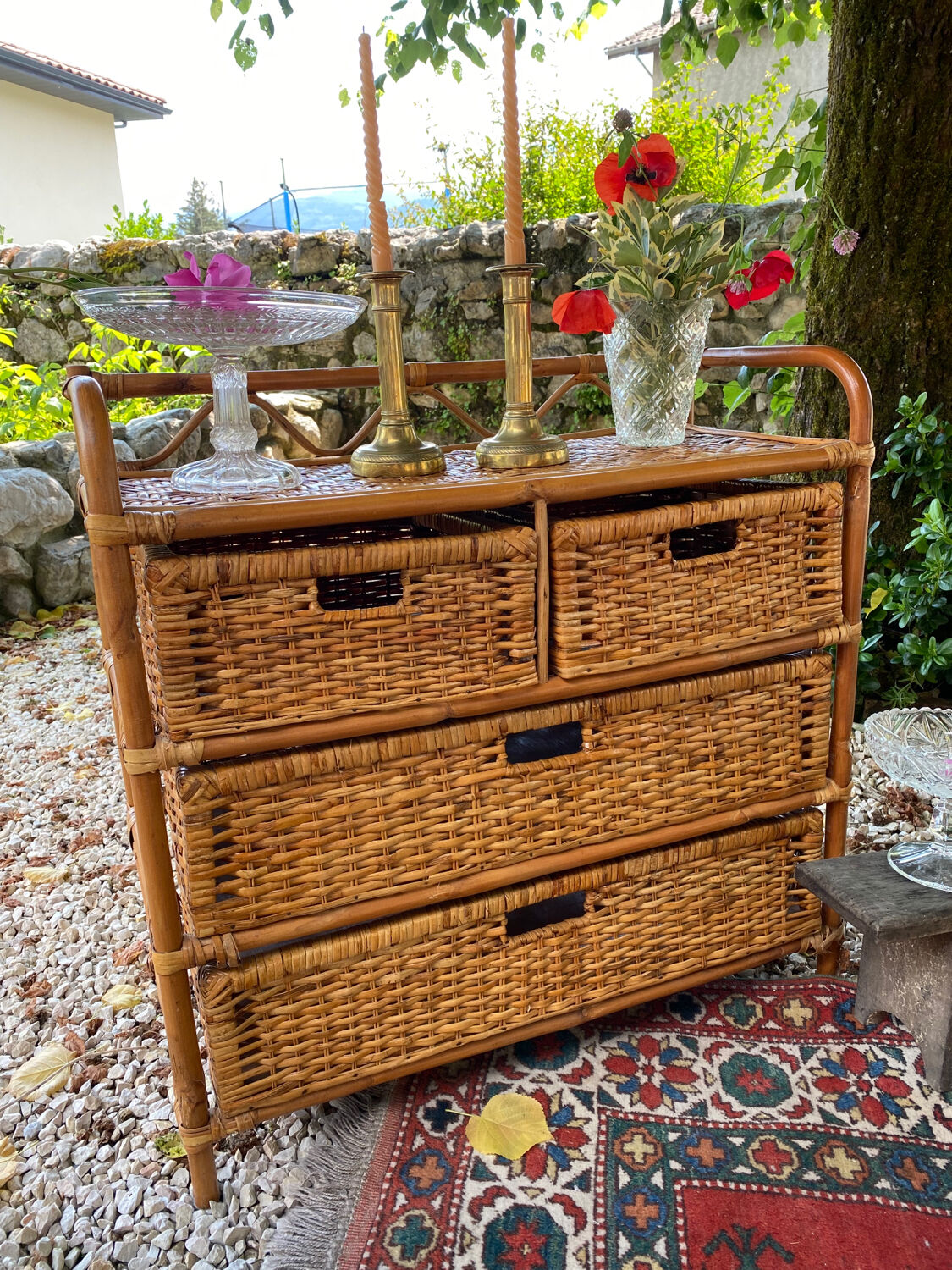 Rattan chest of drawers 4 drawers