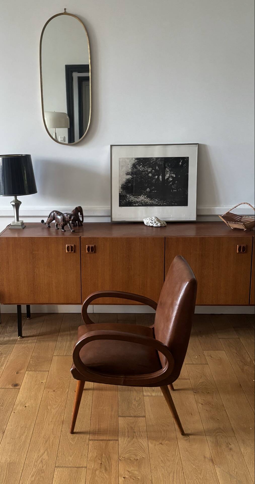 Modernist armchair with oval armrests, 1950s-1960s