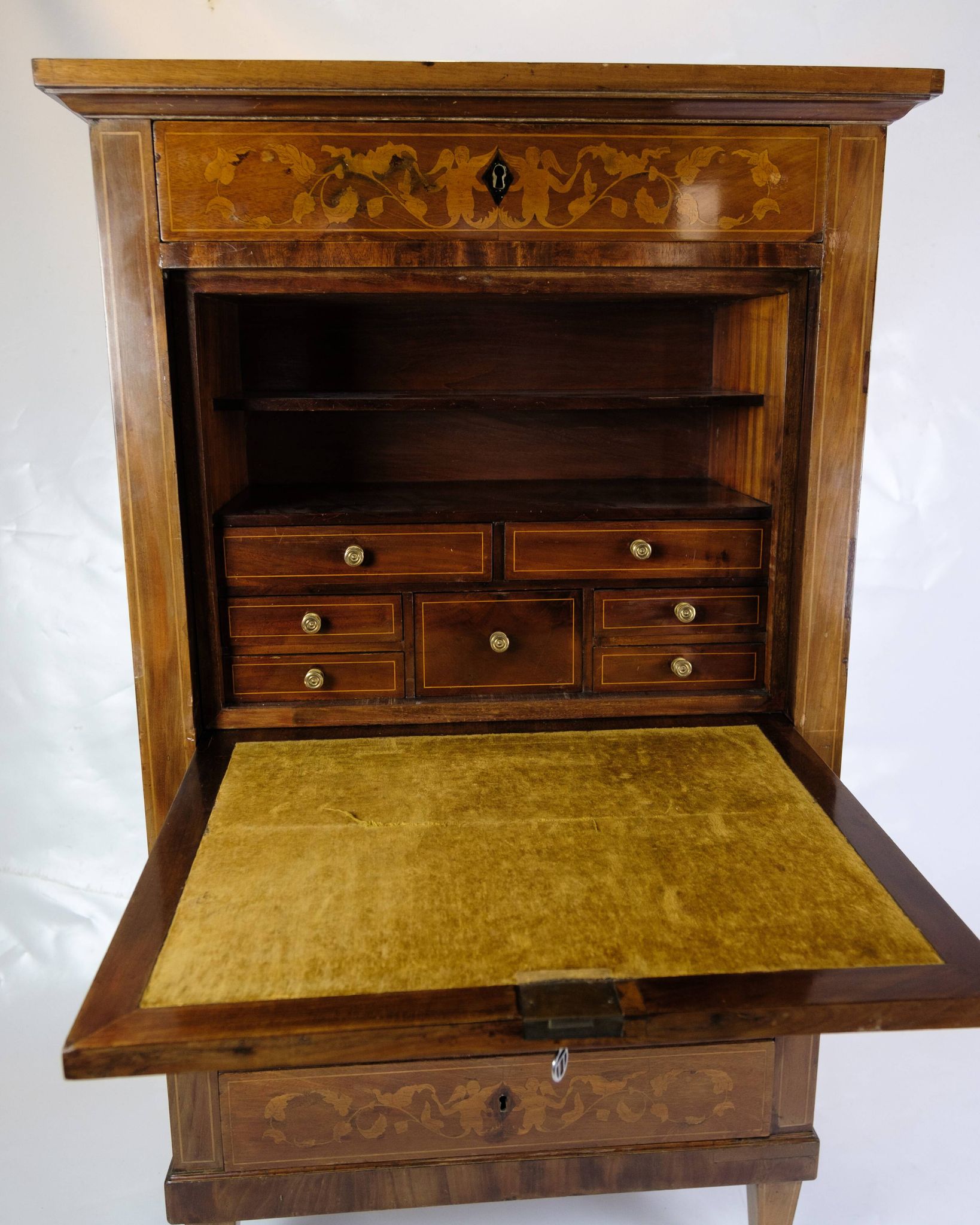 Secretary Empire Style Hand Polished Mahogany With Intarsia From 1820s
