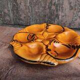 Vintage French Oyster Plate in Majolica from Vallauris, with fishes and shells