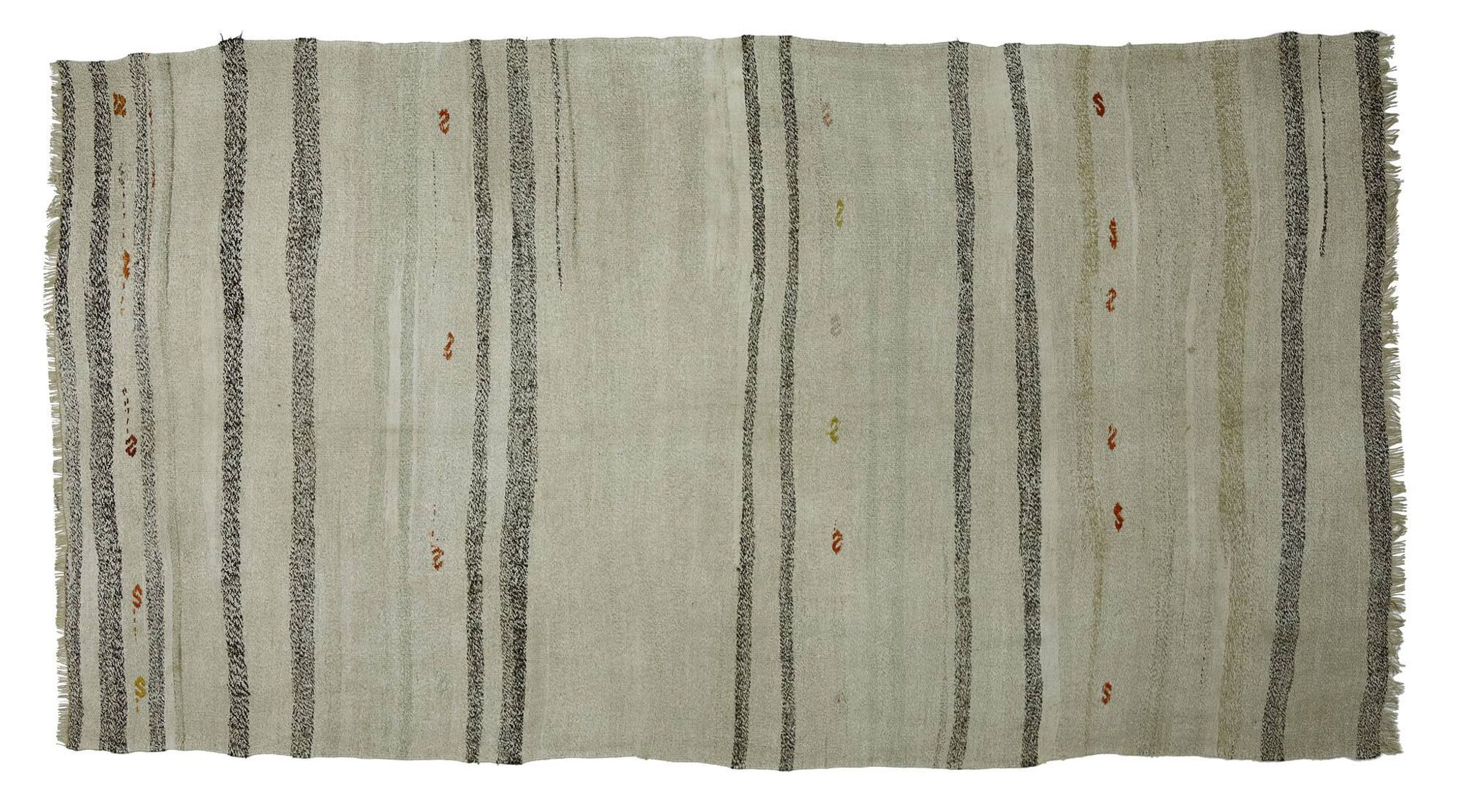 Turkish Kilim Konya Vintage 147x286 cm Beige Black Handwoven
