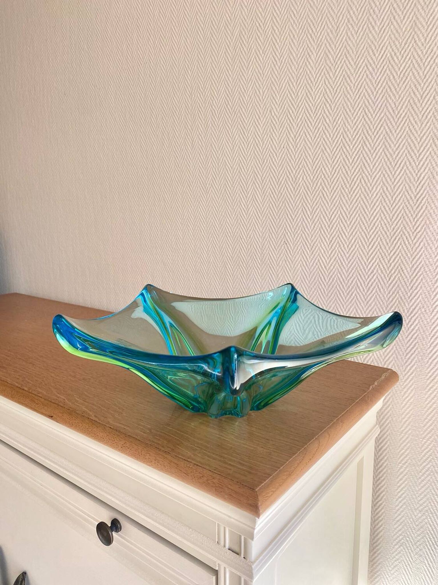Large vintage blown glass decorative bowl