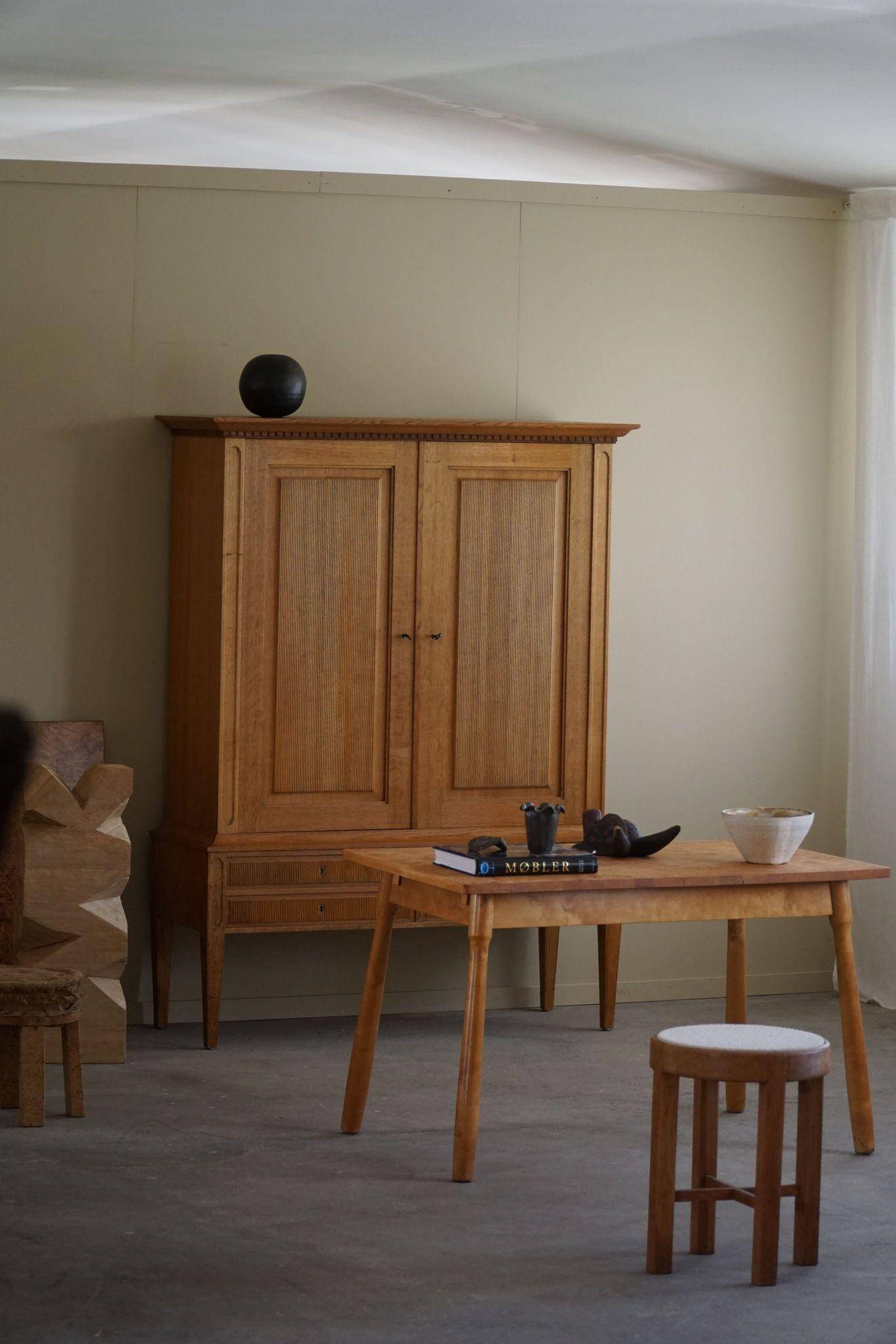 Modern Danish birch desk/dining table attributed to Philip Arctander, 1940s.