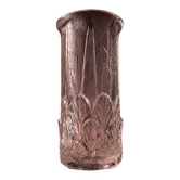 Vase vintage en verre pressé des années 1970, motif feuille, Fidenza, Italie