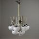 Vintage lacquered steel chandelier with glass spheres, Italy, 1960s-1970s.