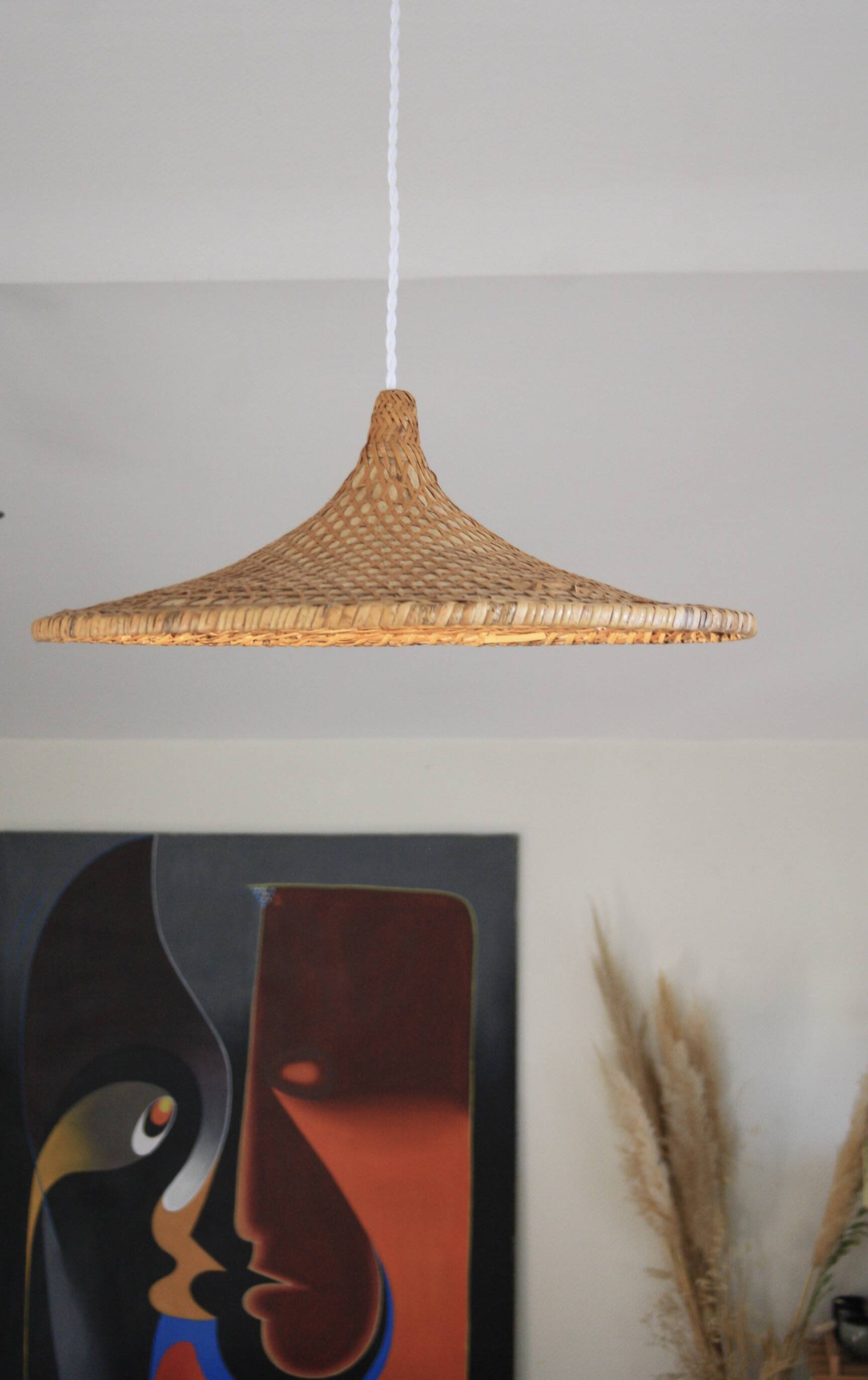 Chinese paper and rattan hat suspension