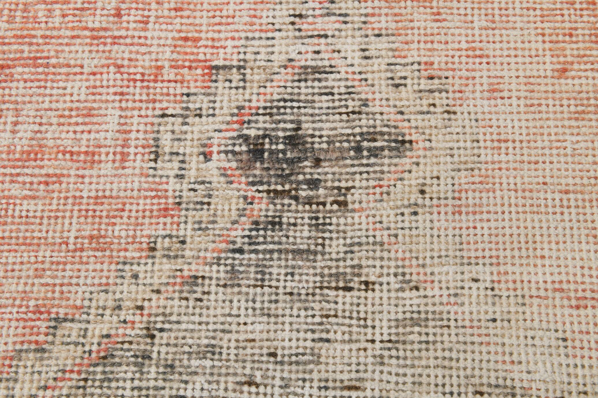 3x13 Pale Red Turkish Vintage Runner Rug, 87x400Cm SK 20299