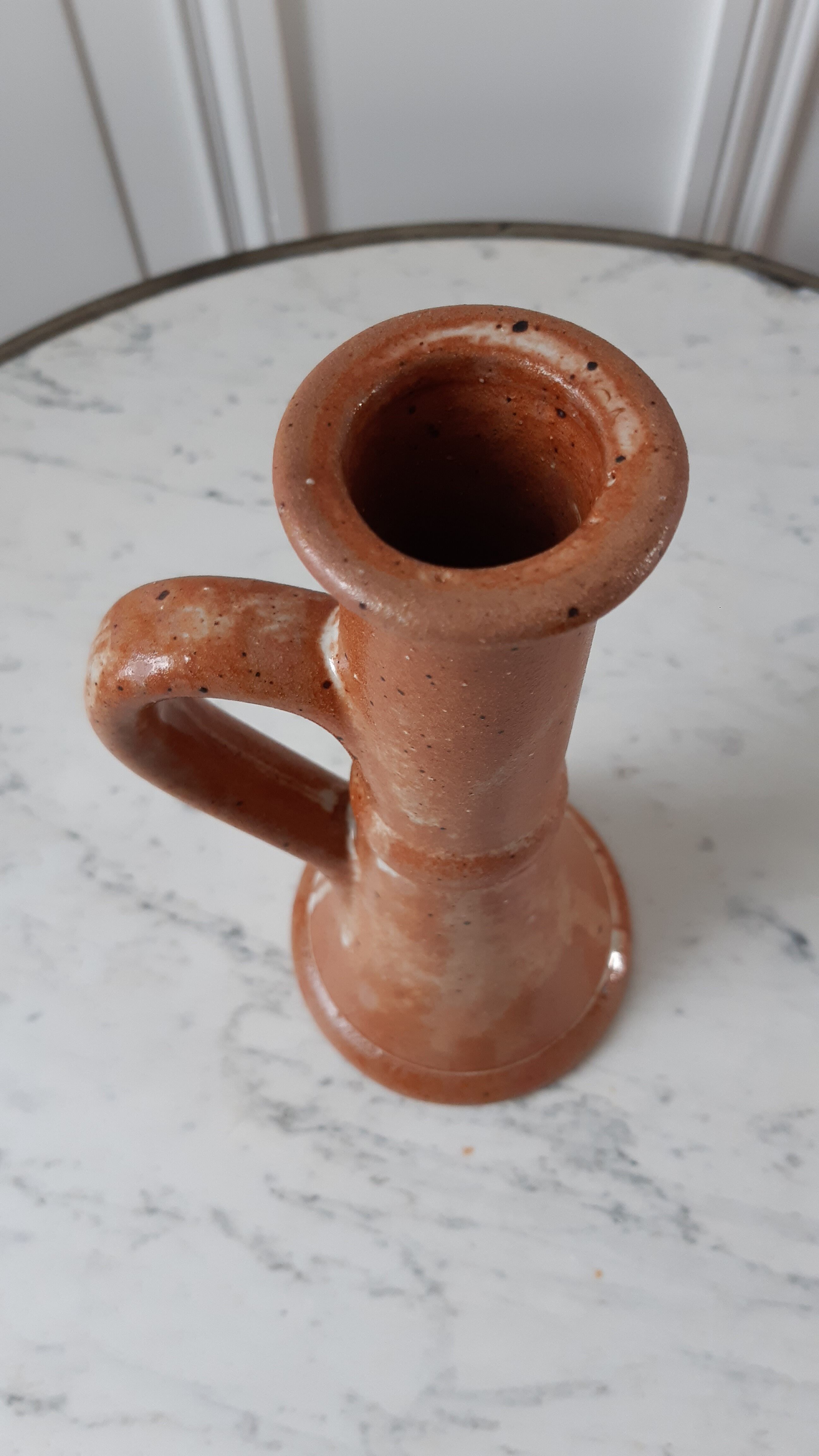 70s stoneware candle holder