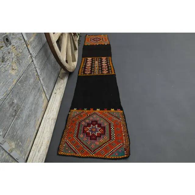 1970s Turkish Oushak Handmade Wool Cotton Brown Runner Rug 50x268