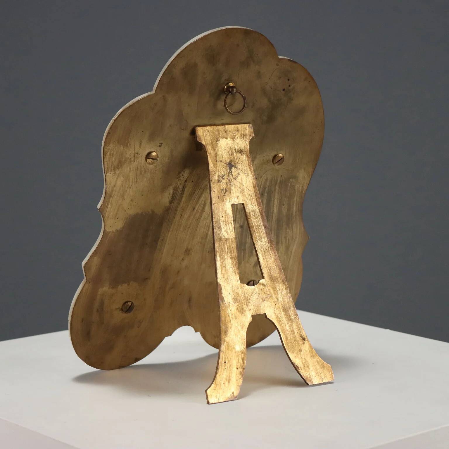 Petit miroir de table ancien champlévé et bronze doré XIX-XX siècle
