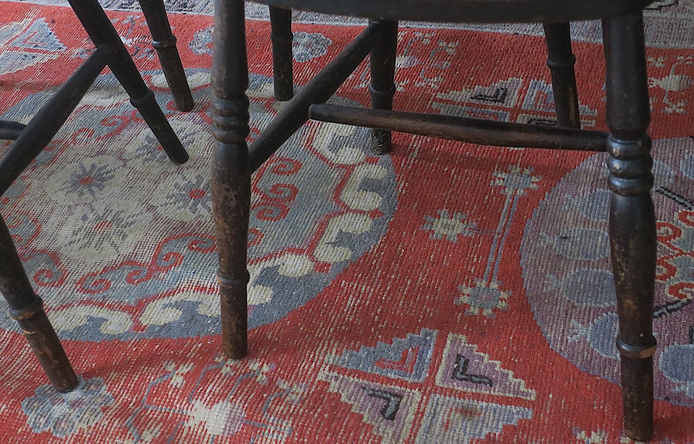 Antique set of 4 farmhouse patinated oak dining chairs, 19th century