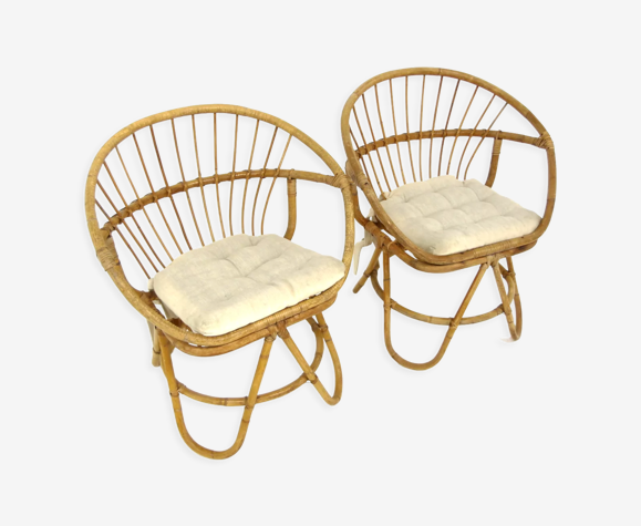 Set de 2 fauteuils en rotin, Suède, 1960