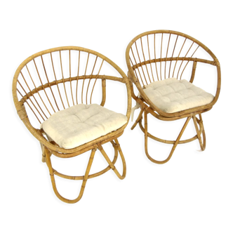 Set of 2 rattan armchairs, Sweden, 1960