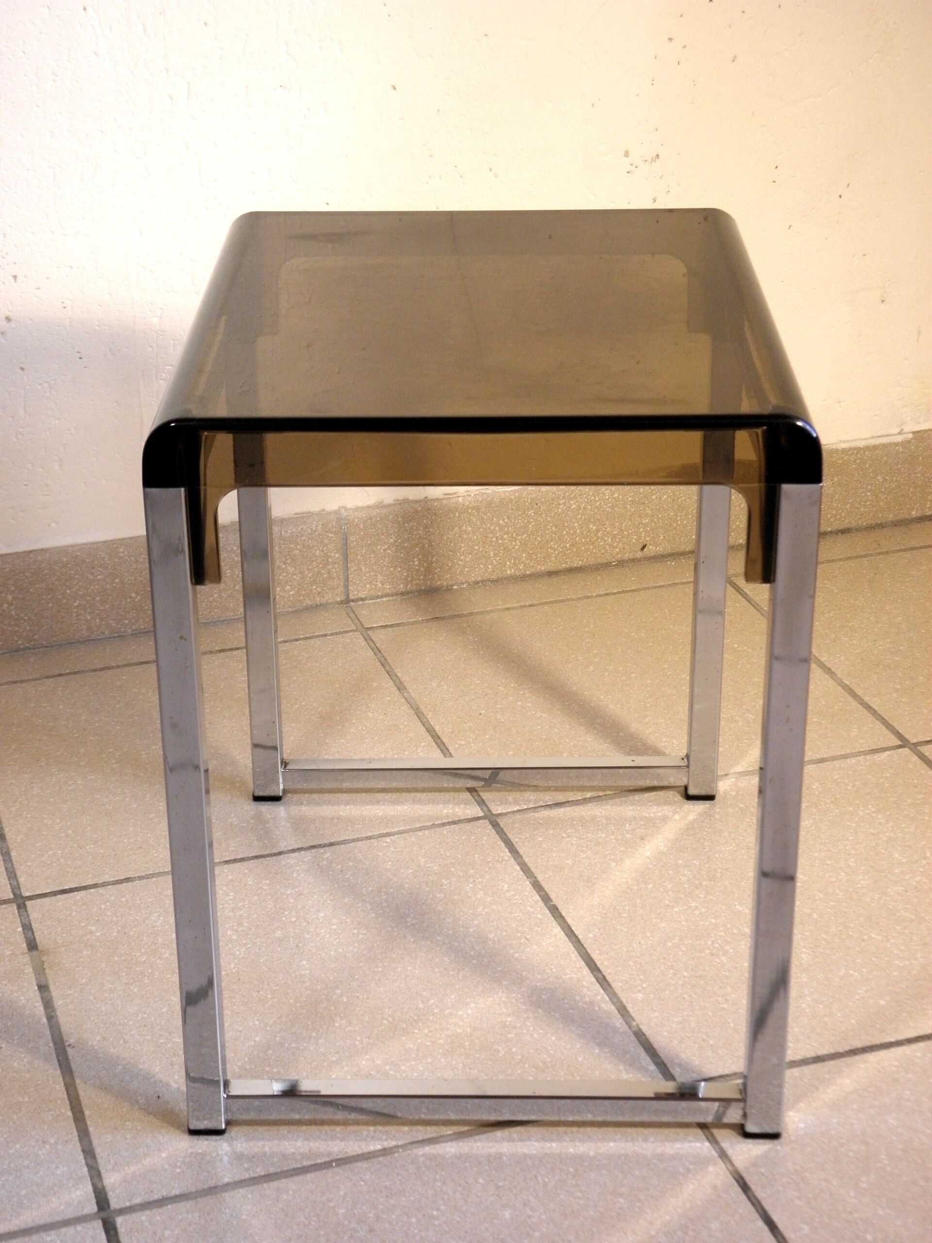 Plexiglas and chrome 1970 coffee table