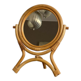 Rattan vanity mirror