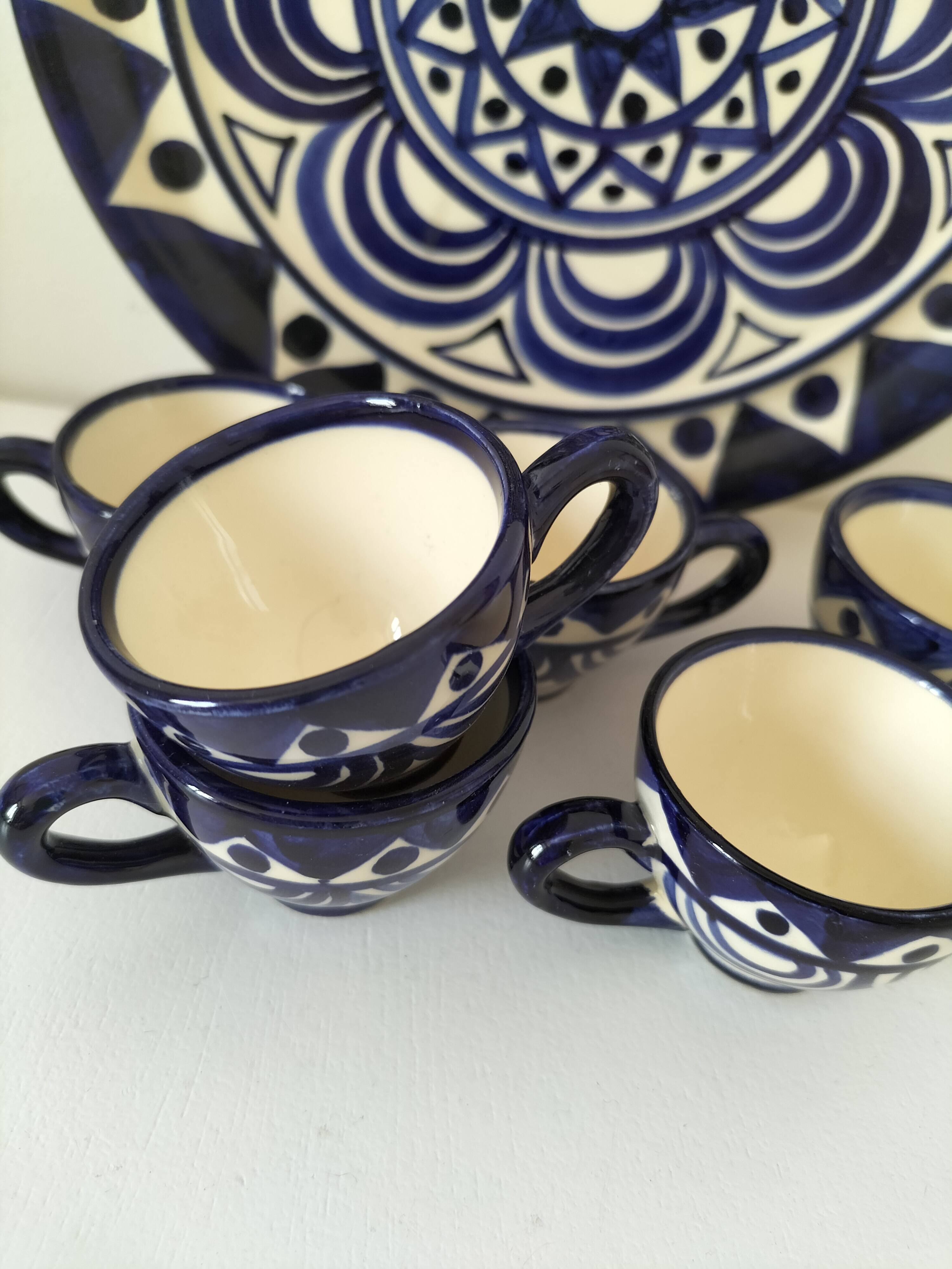 Tray and 6 vintage mini cups – St Jean de Bretagne – Model 1003