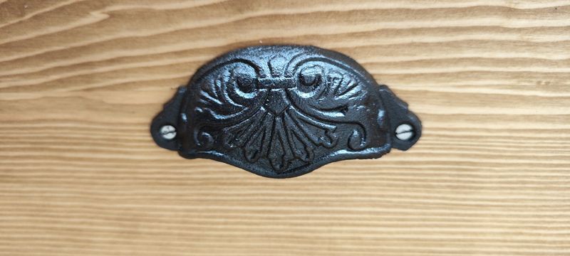 Furniture with drawers waxed pine above black top three tablets furniture of trade