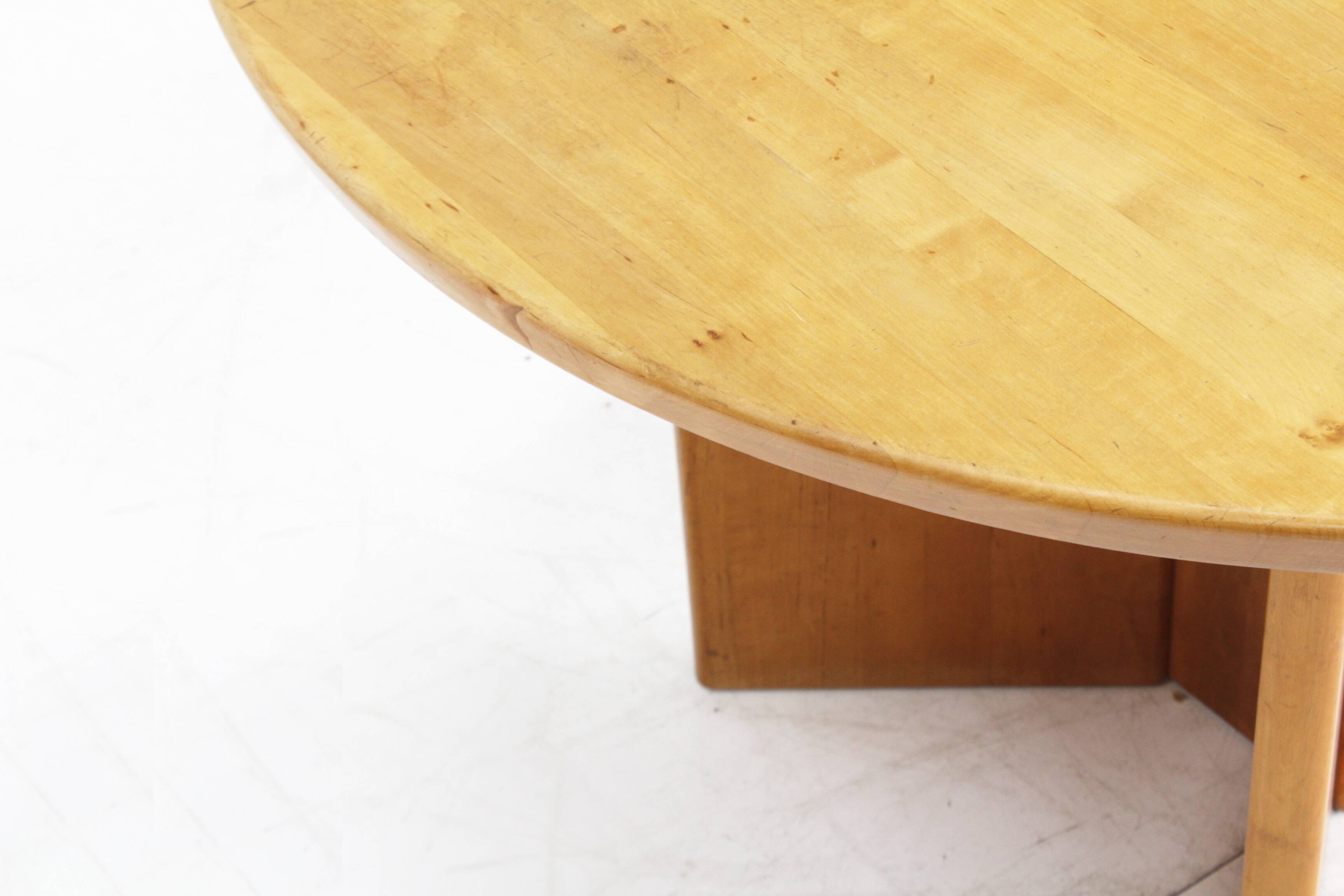 Table à manger ronde extensible vintage danoise en bois massif