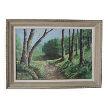 Ancien tableau huile sur bois signé et encadré
