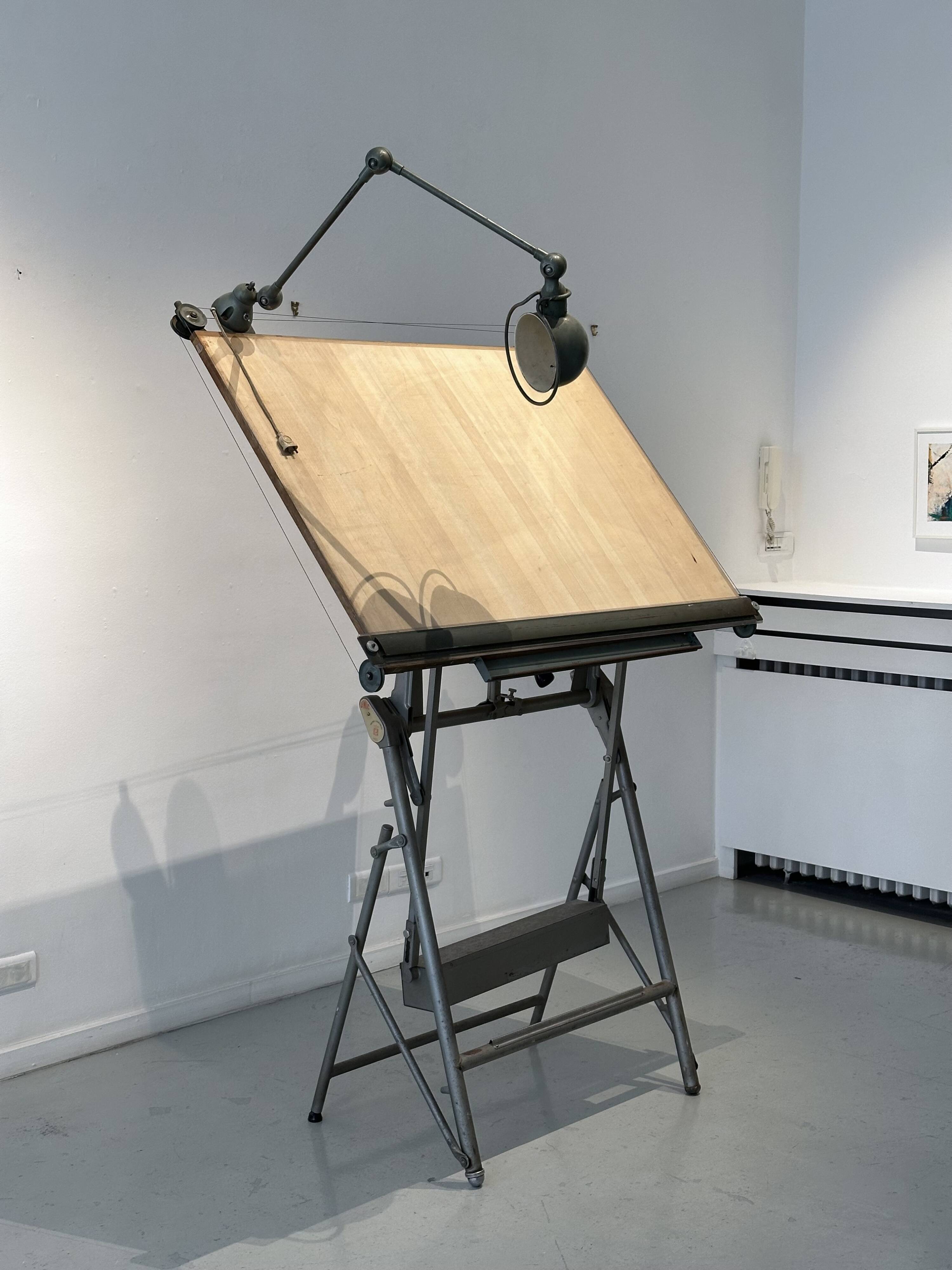 Architect's drawing table by Lucien Sautereau, 1940s – Jieldé lamp