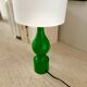 Pair of Philippe Capelle green turned wood bedside lamps - 1970.