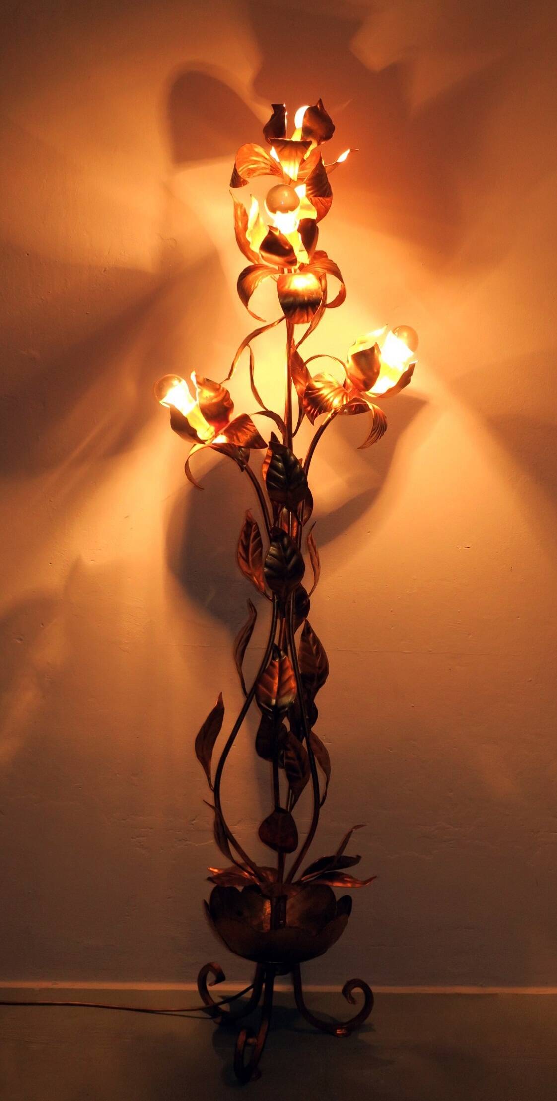 Gold-plated tree floor lamp by Hans Kögl, 1970s